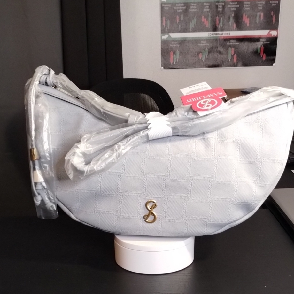 Sam & Libby Gray Quilted Shoulder Bag with Gold Accent